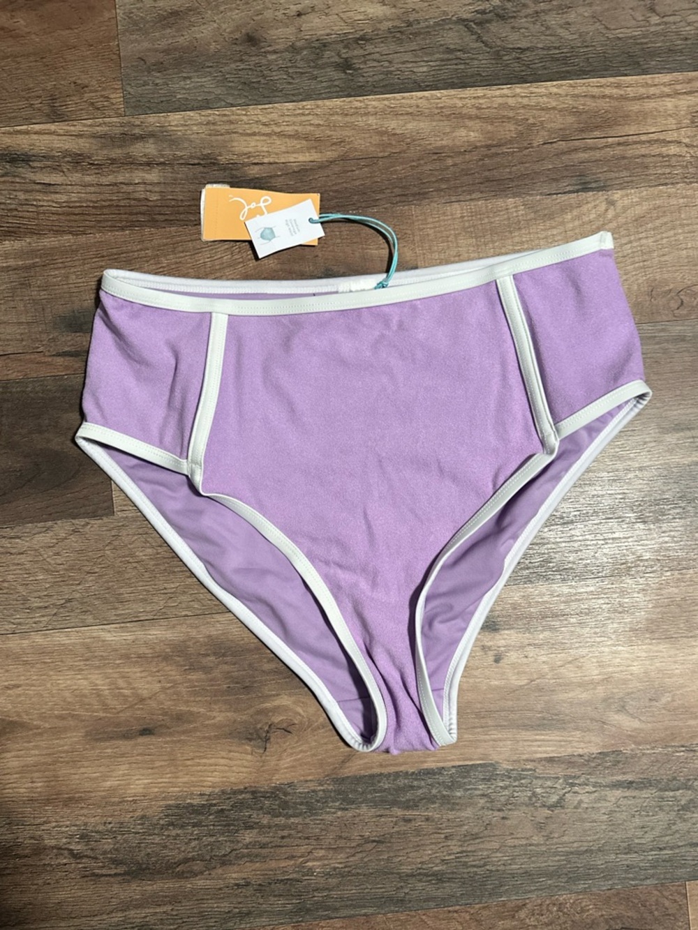 Kona Sol Lavender High Waisted Bikini Bottoms | White Trim | NWT